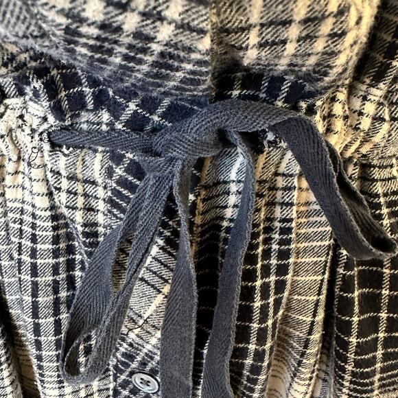 Joie Gray Plaid Blouson Shirt Dress MEDIUM Flannel Cotton Western Designer $300 - Picture 13 of 13